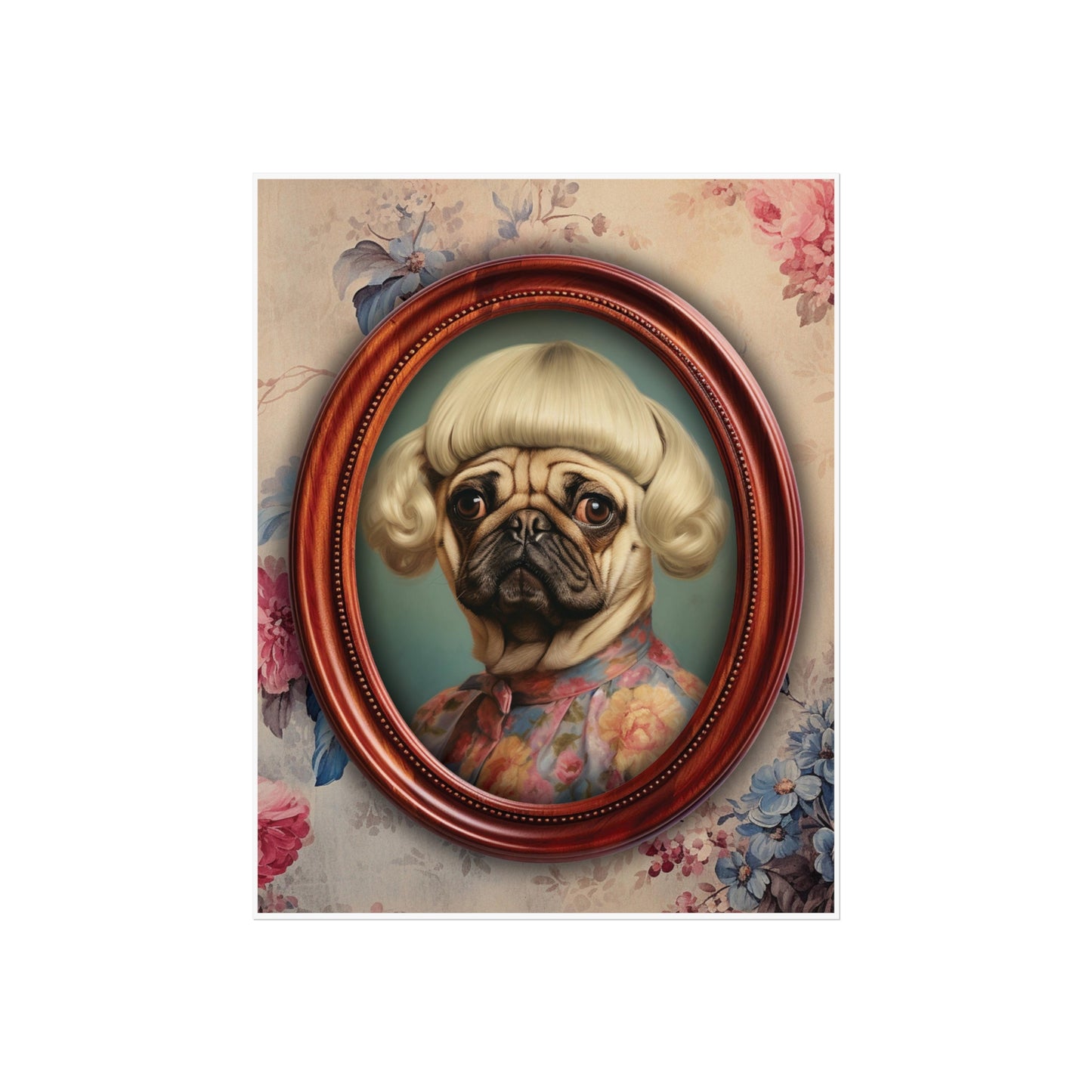 Pug in a Wig Art Print