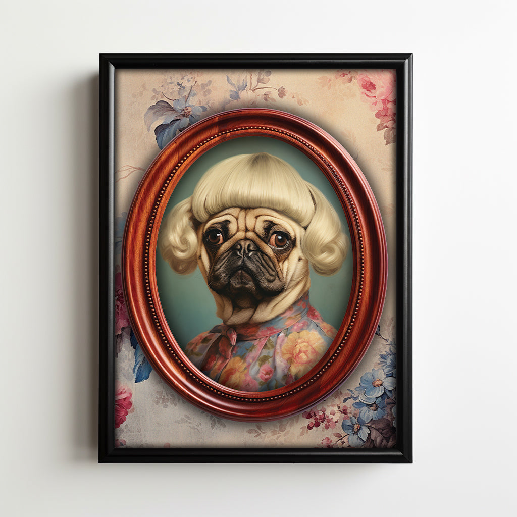 Pug in a Wig Art Print