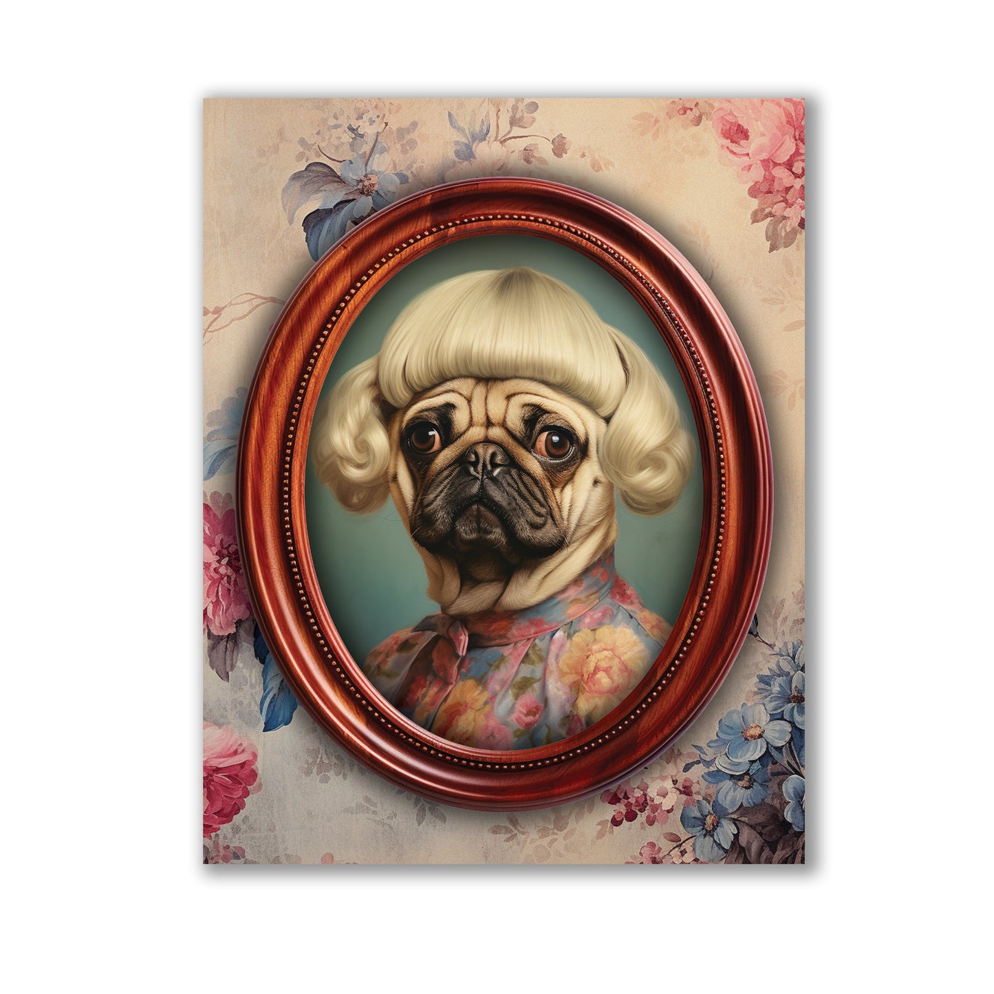 Pug in a Wig Art Print